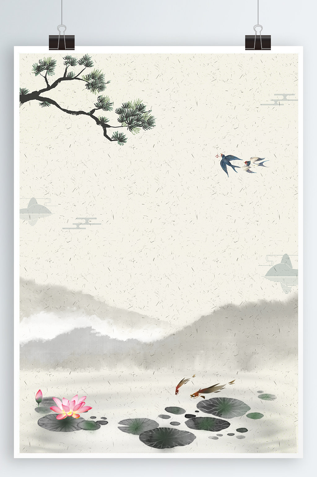 水墨荷花中國風(fēng)背景素材