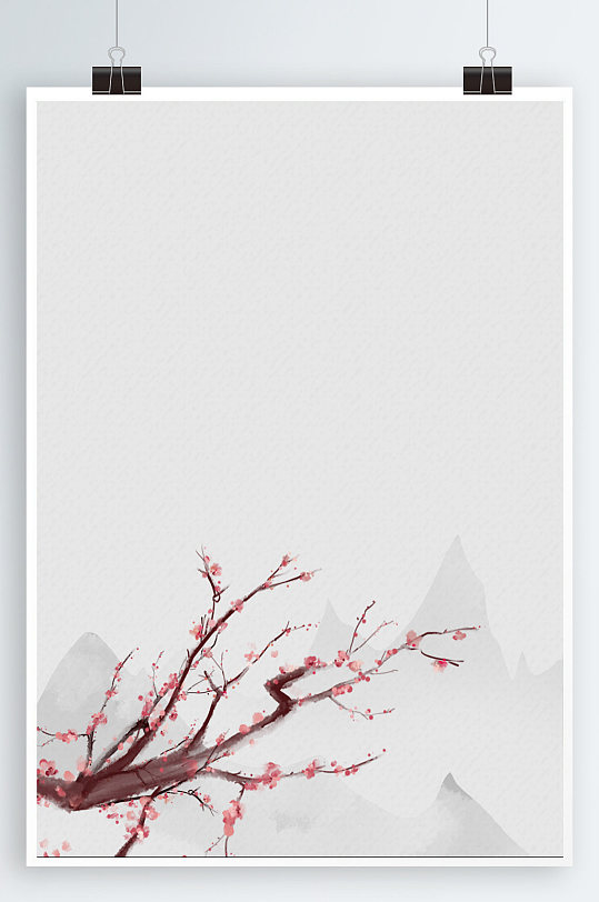 水墨山水梅花背景