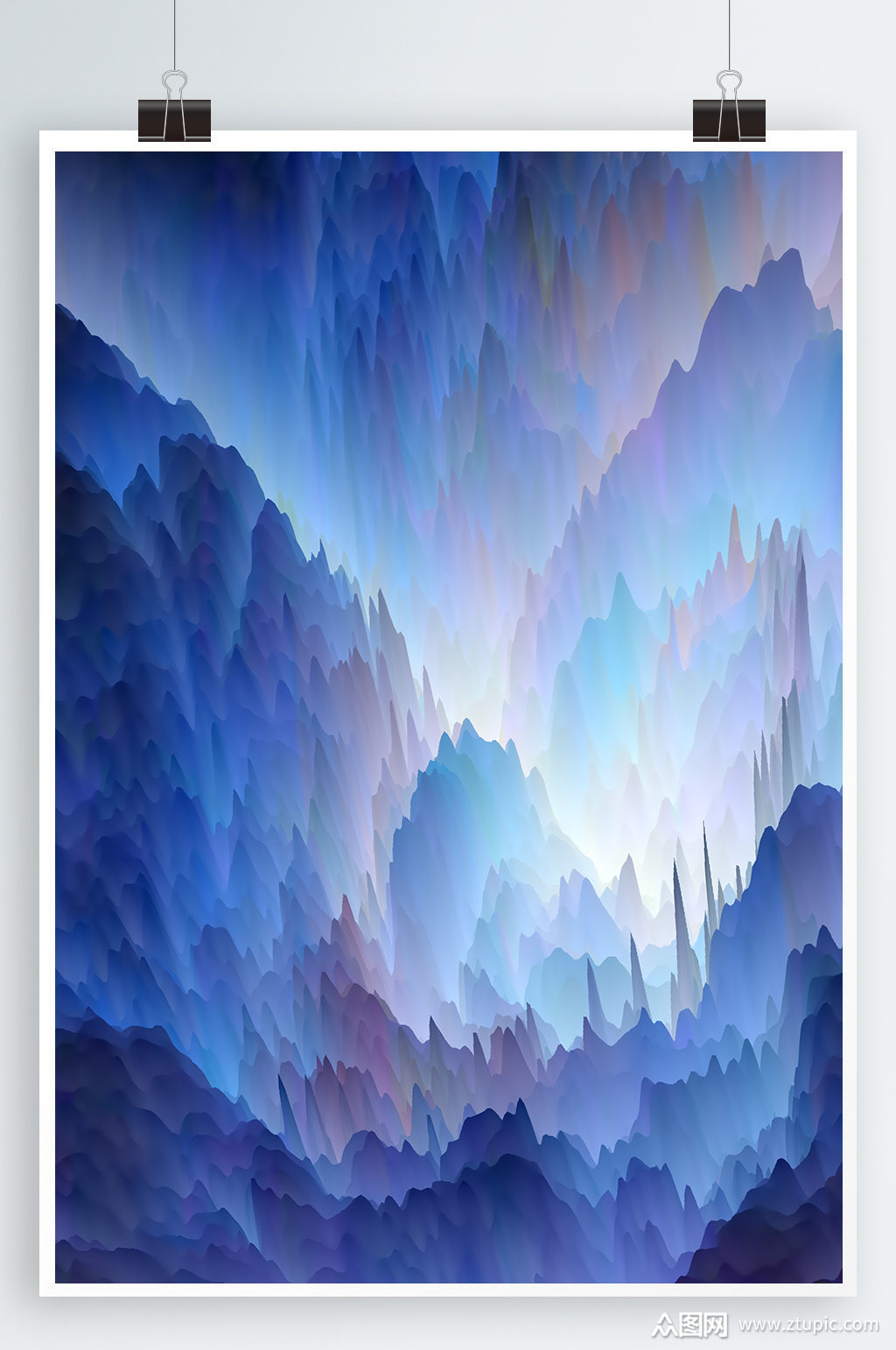 蓝色森林背景插画