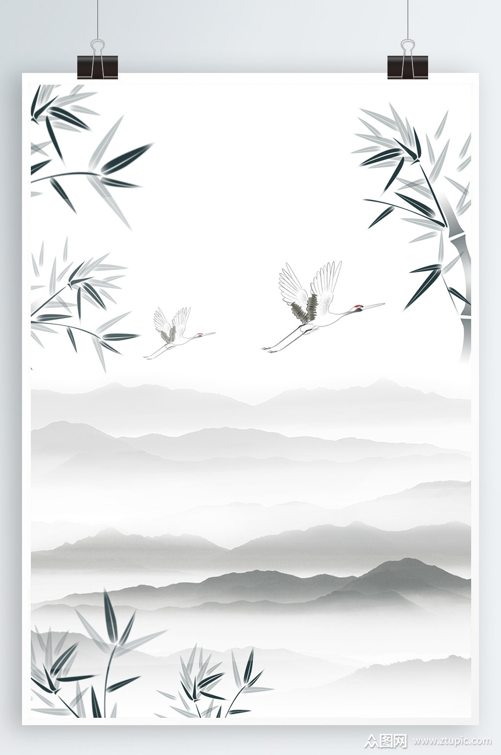 水墨山水海报背景模板下载-编号406258-众图网