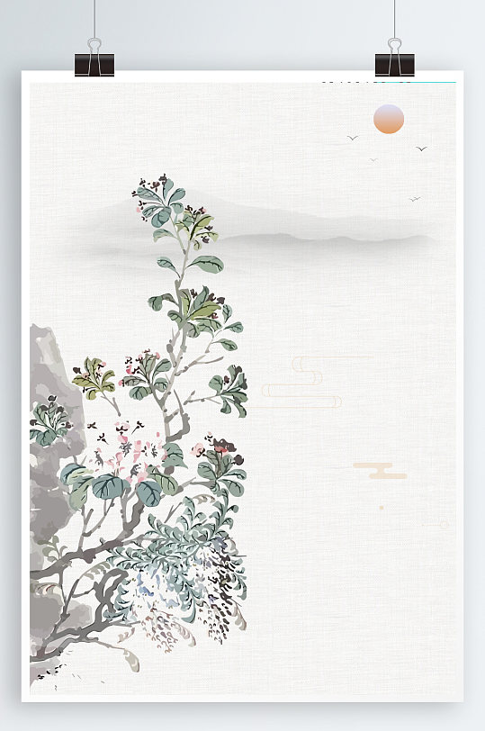 中式背景植物叶子背景