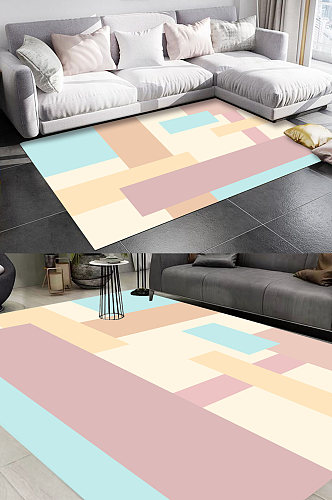 方形拼接唯美地毯图案
