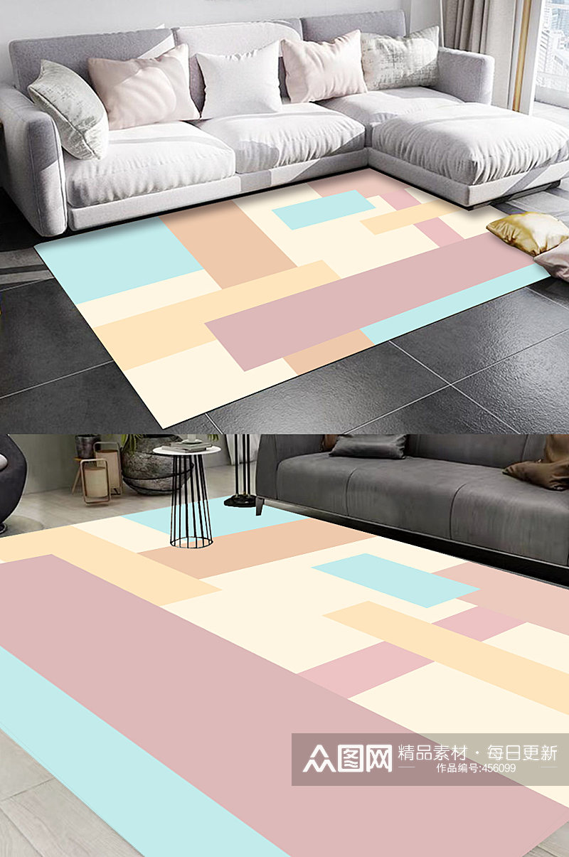 方形拼接唯美地毯图案素材