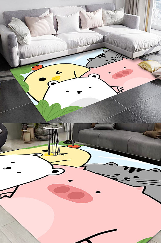 芭比小猪时尚地毯-众图网