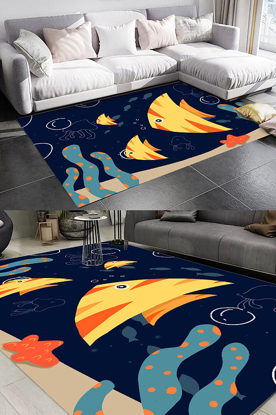 海底世界北欧地毯客厅地毯-众图网