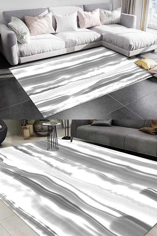 黑白条纹时尚地毯-众图网