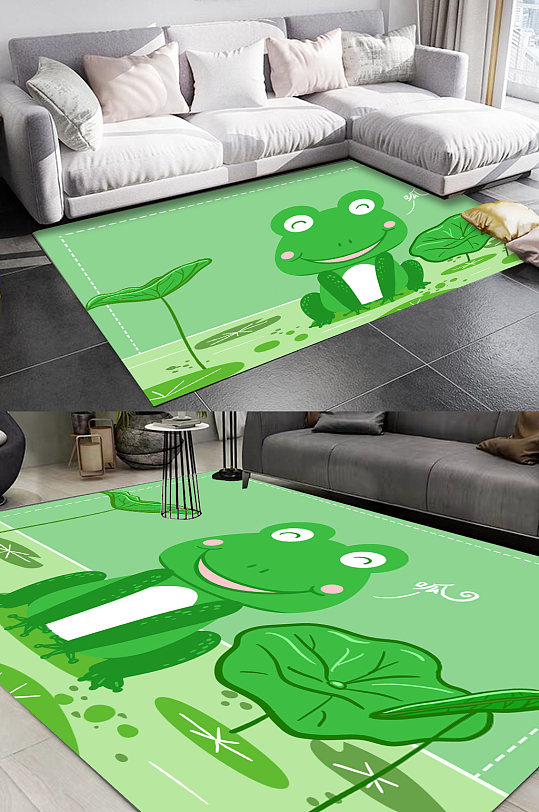 池塘里的青蛙地毯图案-众图网