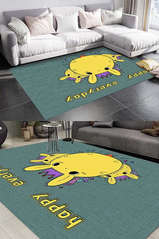 卡通动物地毯图案-众图网