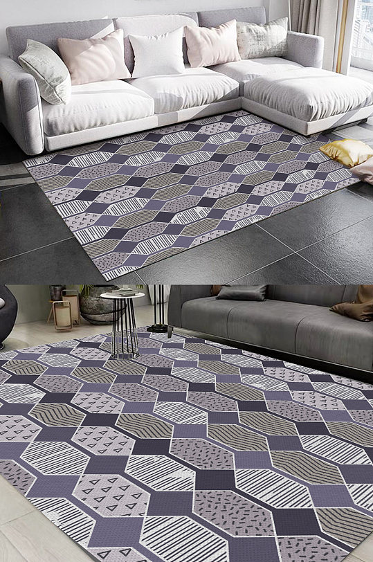 几何图形花纹简约地毯图案-众图网