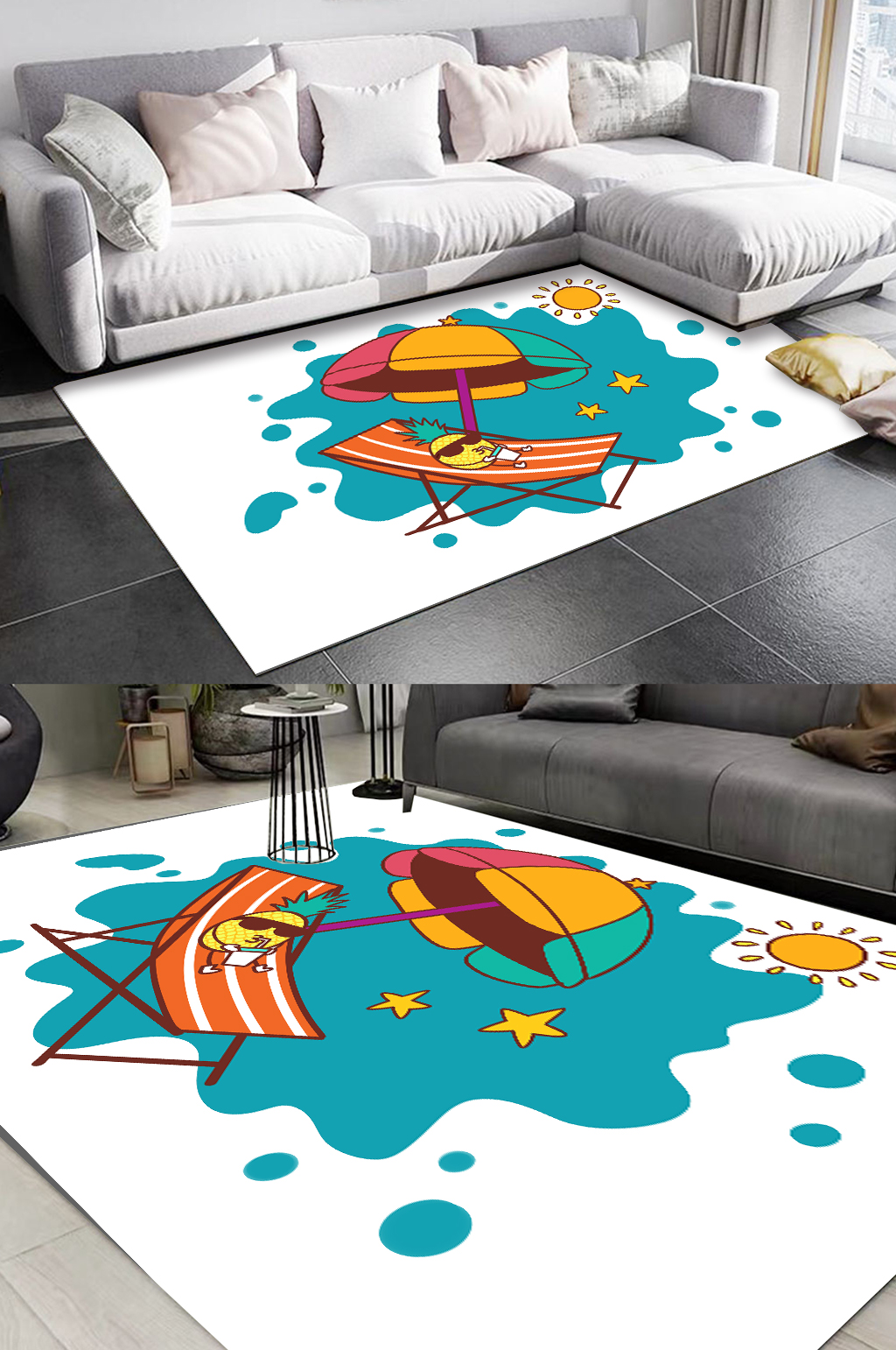 卡通手绘图案时尚地毯