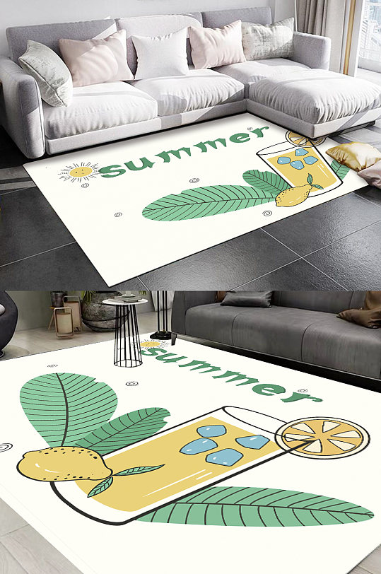 小清新图案时尚地毯-众图网