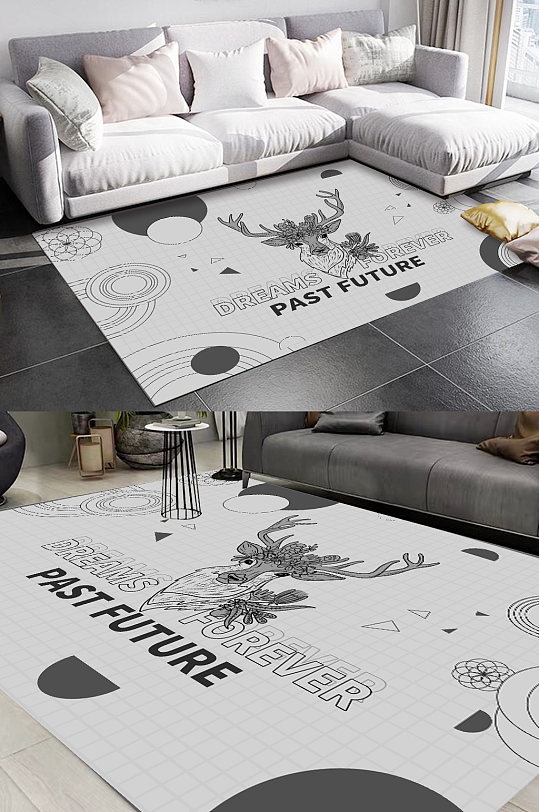 简约灰色麋鹿图案-众图网