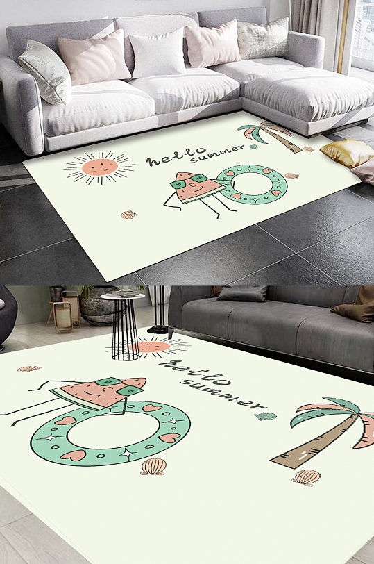 卡通可爱地毯图案-众图网