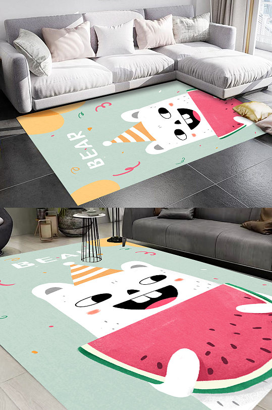 动物图案时尚地毯图案-众图网