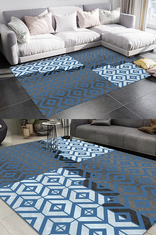 个性拼接图案时尚地毯图案-众图网