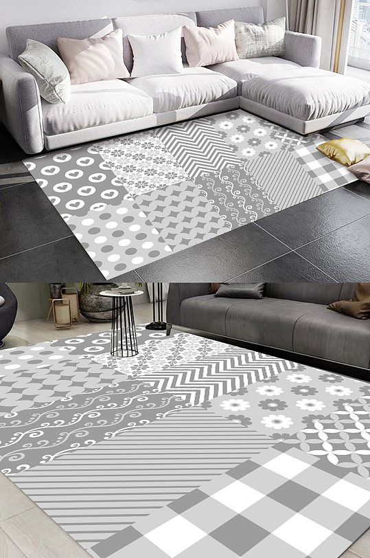 灰色地毯图案小清新地毯-众图网