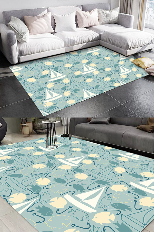 植物叶子小清新地毯客厅地毯-众图网