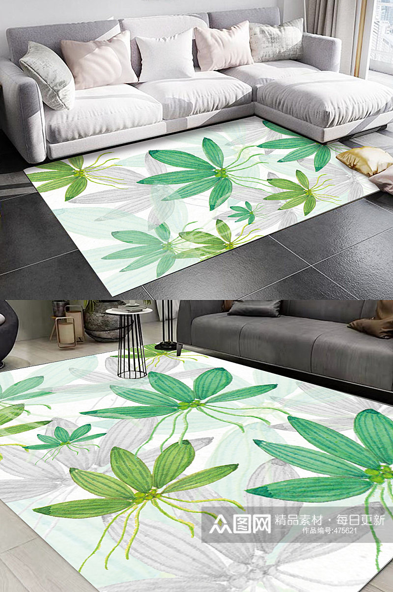植物叶子图案精品地毯素材