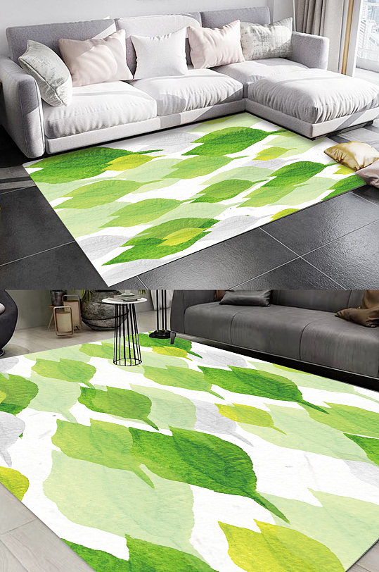 植物叶子图案地毯图案-众图网