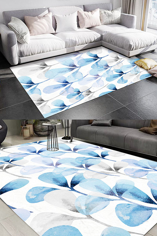 卧室地毯植物叶子图案-众图网