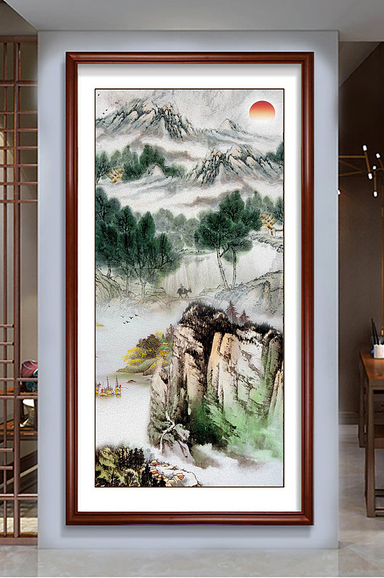 江山如画中式玄关画-众图网