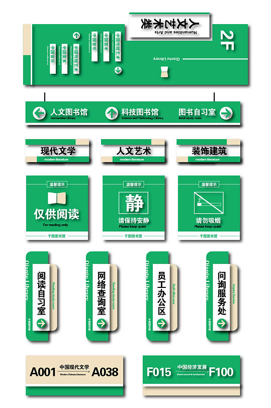 阅览室标牌图书馆分类标识