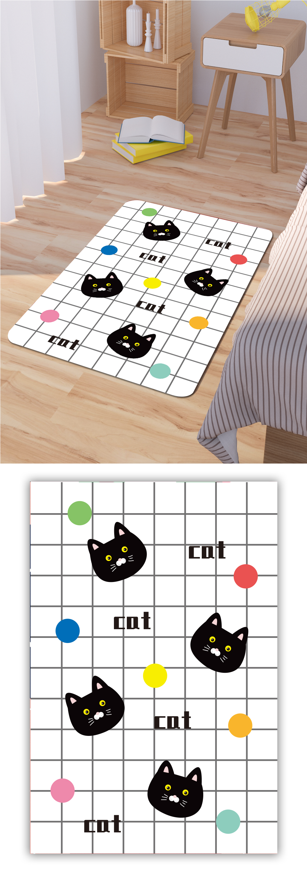 卡通时尚地毯卡通猫咪素材
