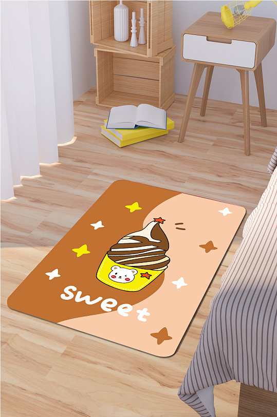 卡通时尚地毯甜筒冰淇淋-众图网