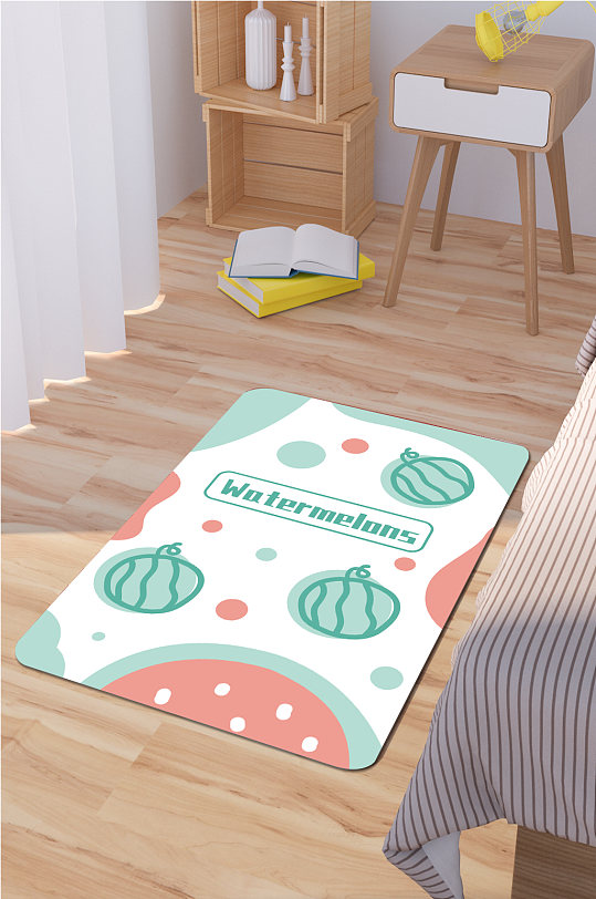 卡通时尚地毯西瓜-众图网