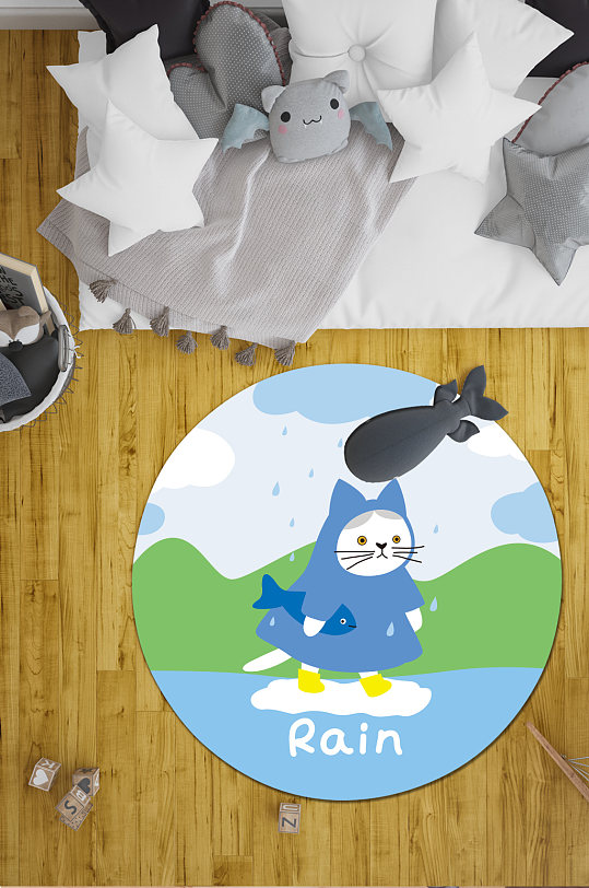 卡通动物地毯圆形地毯-众图网