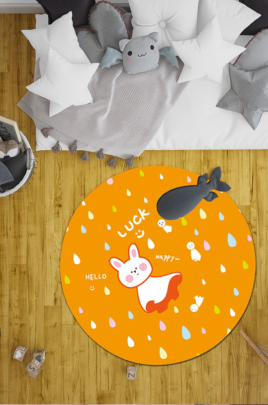 卡通动物地毯可爱小兔子-众图网