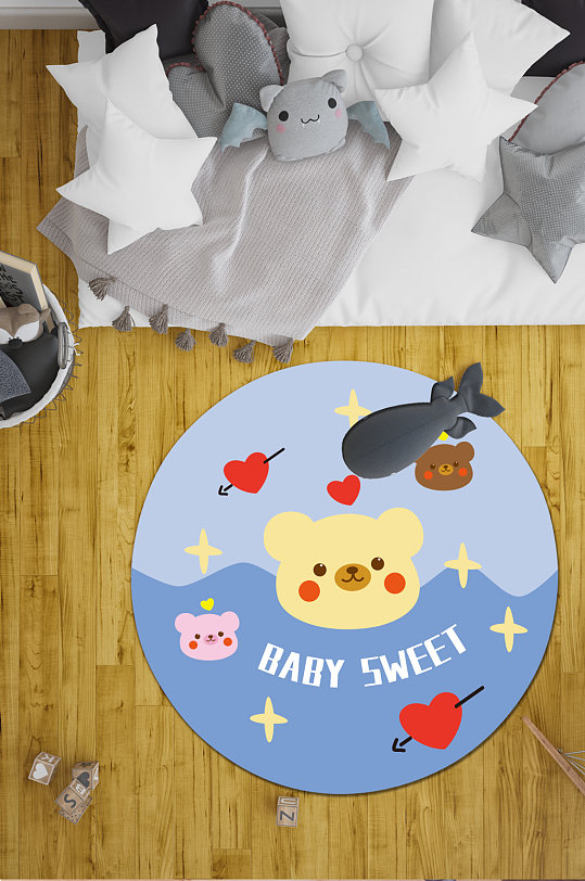 家装地毯卡通小熊地毯-众图网