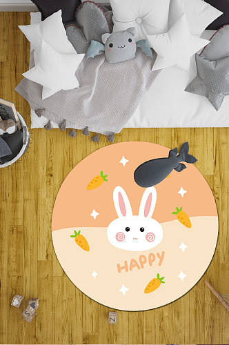 家装地毯兔子红萝卜
