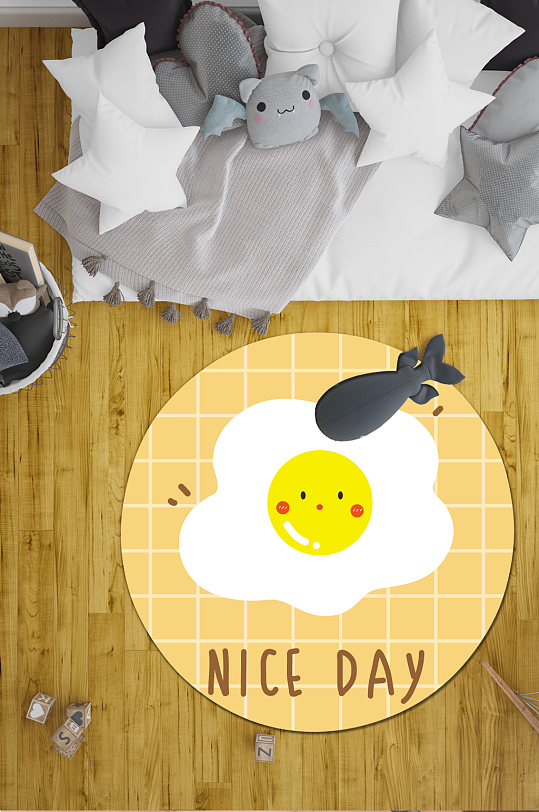 家装地毯卡通蛋黄-众图网