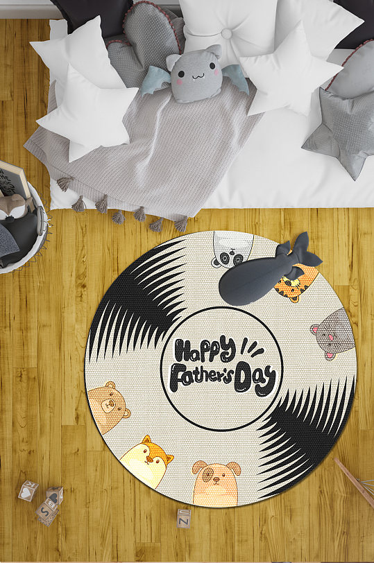 圆形地毯动物头像地毯-众图网