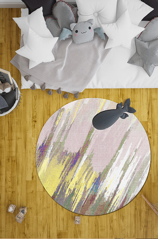 圆形地毯抽象花纹-众图网