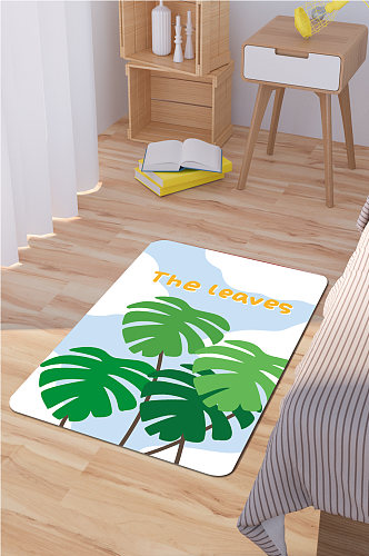 卧室地毯热带植物芭蕉叶
