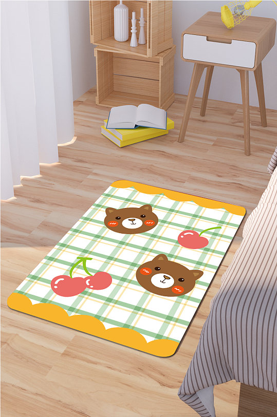 卧室地毯小熊地垫-众图网