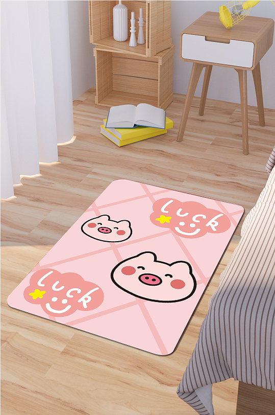 门口地垫卡通猪猪-众图网