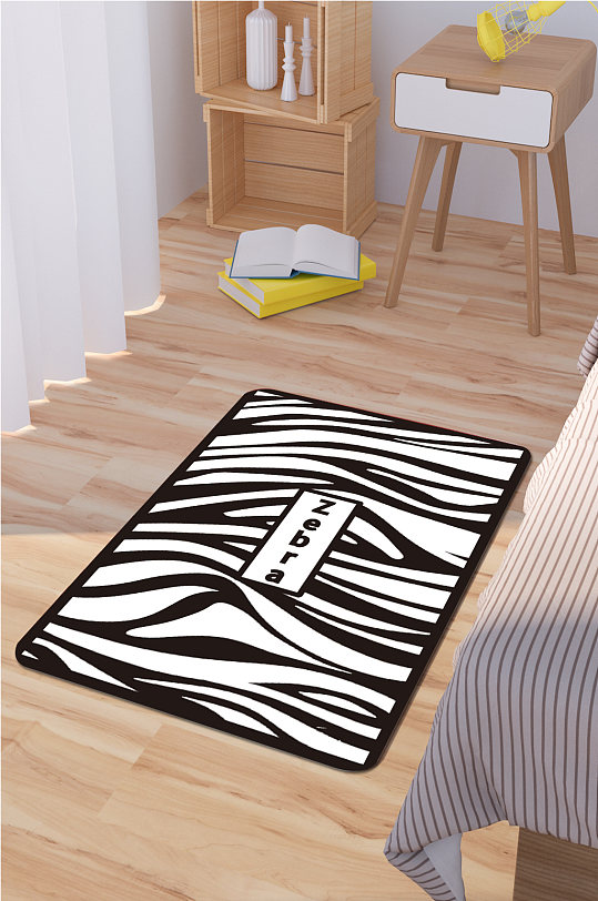 门口地垫黑白条纹-众图网