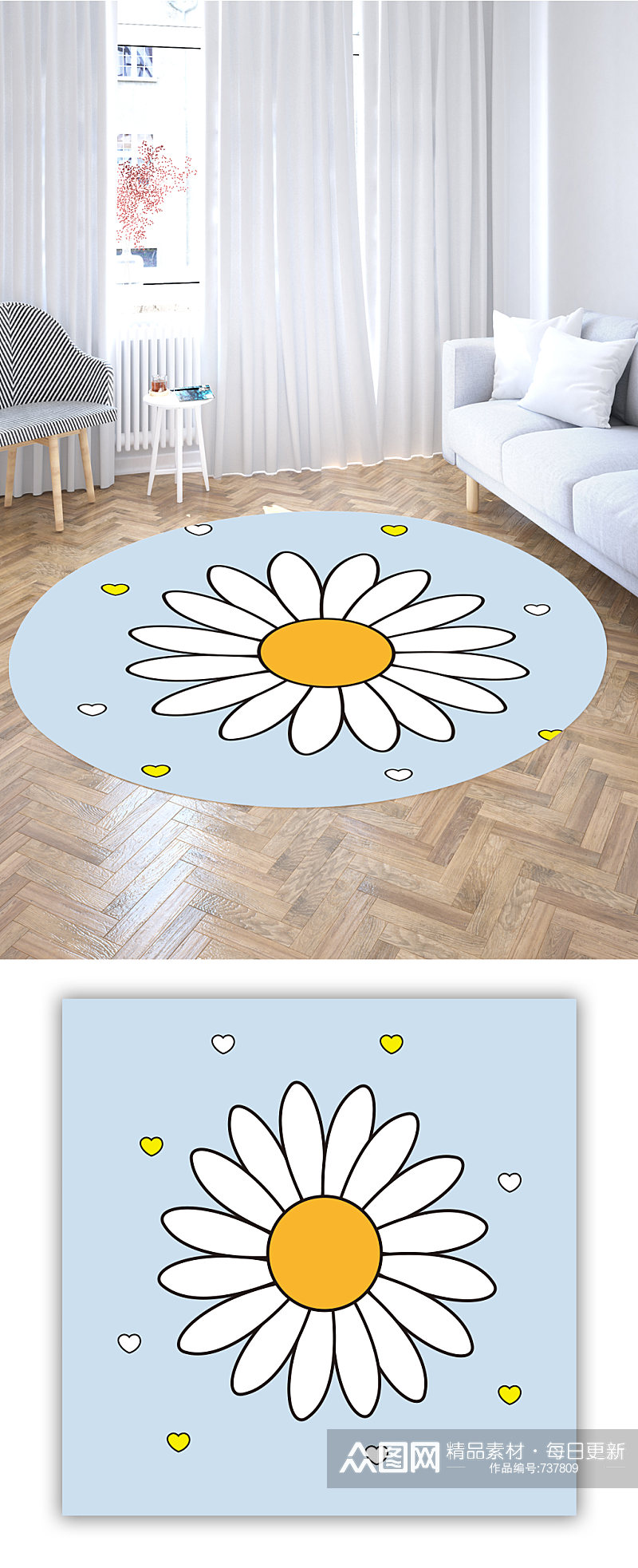 圆形地毯花卉图案素材