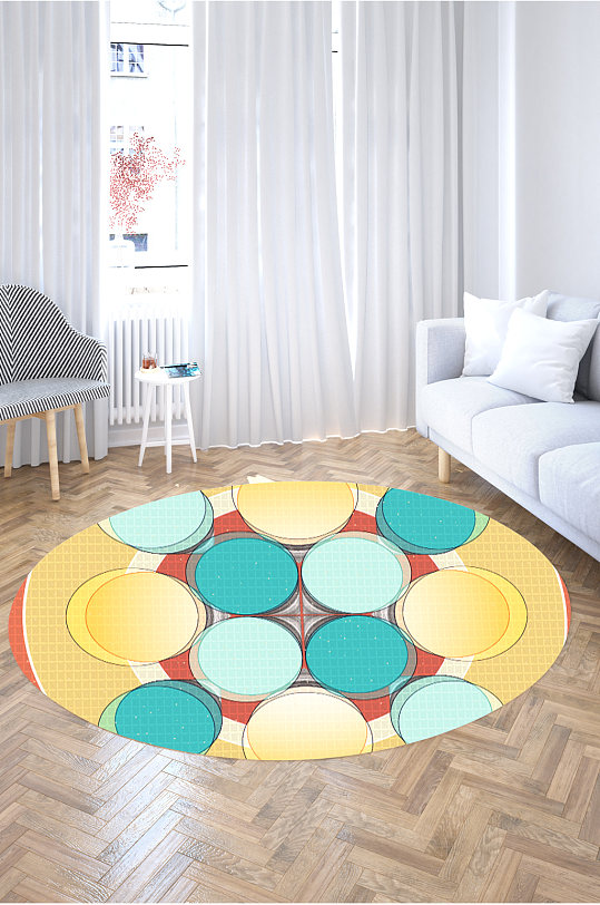 圆形地毯彩色圆圈