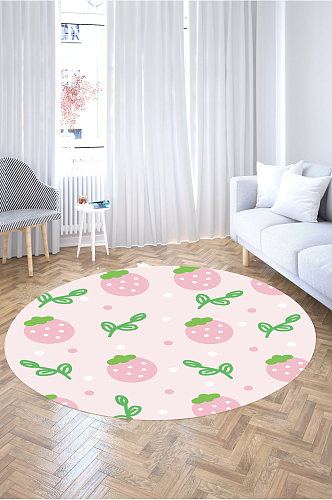 圆形地毯卡通草莓