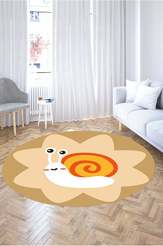 圆形地毯手绘蜗牛