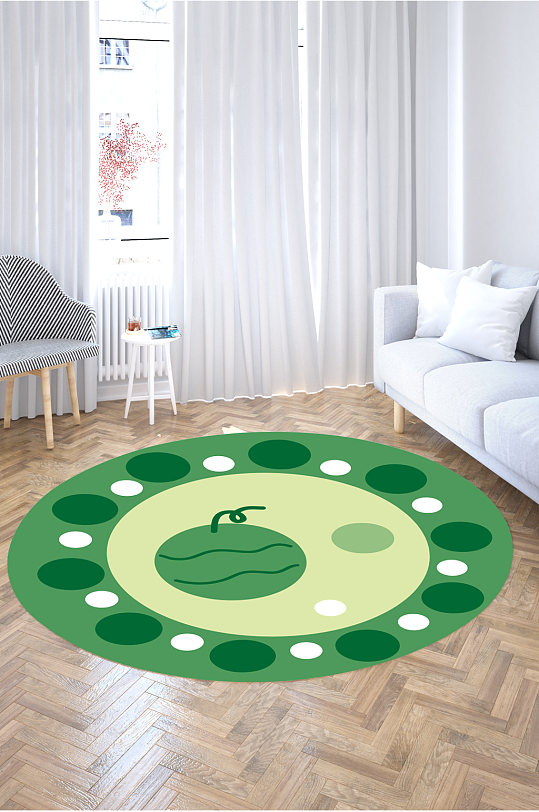 圆形地毯小清新地毯-众图网