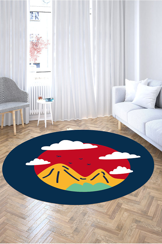 圆形地毯新中式地毯-众图网