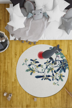 中式手绘花鸟地毯