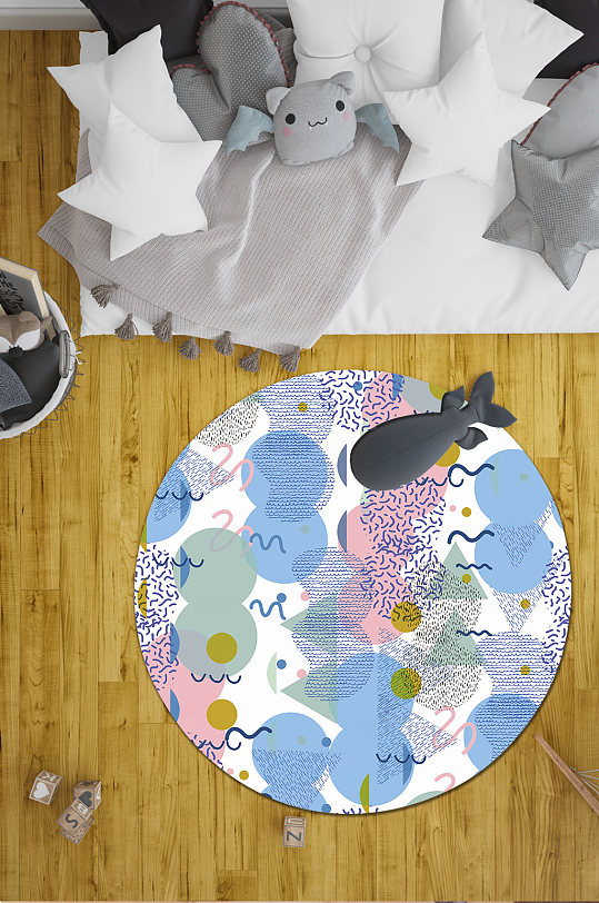 小清新地毯美式地毯-众图网