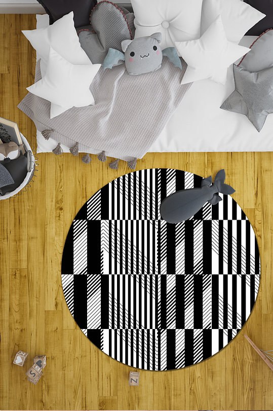 黑白条纹地毯小清新地毯