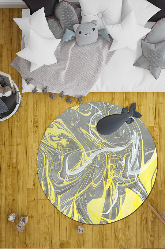 小清新地毯抽象花纹地毯客厅地毯-众图网